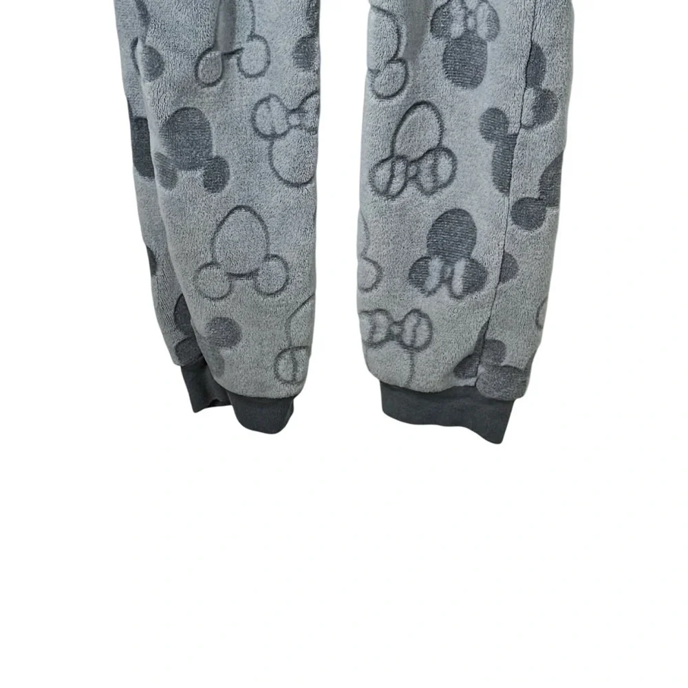 DISNEY Women's Grey Onesie Mickey Pattern Fleece Trimming Mickey Ears Hood M - Picture 8 of 8